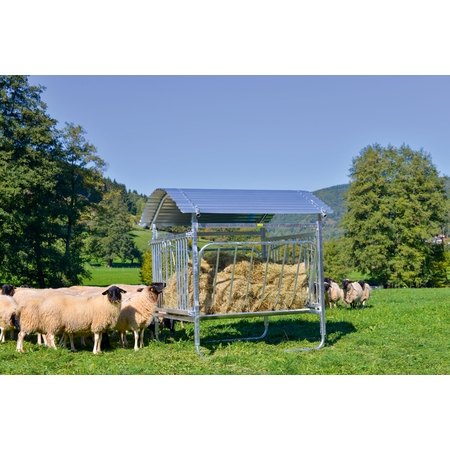 Viereckraufe für Schafe mit Dach, verzinkt