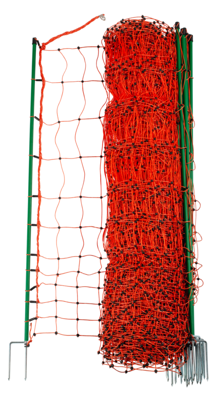 Geflügelnetz, orange, 112 cm hoch, mit Doppelspitze, 50 m