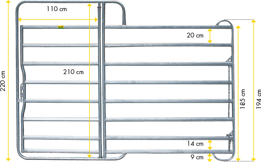 Panel-8 mit Tor 3,00 m ohne Blechverkleidung Breite 3,00 m, Höhe 2,20 m