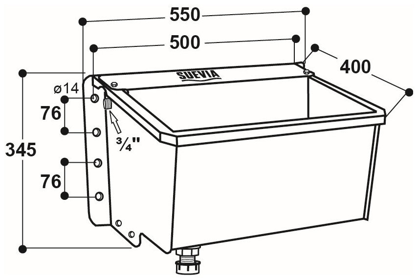 Kompakt-Trogtränke Mod. 6140 Edelstahl mit Maxiflow-Schwimmerventil