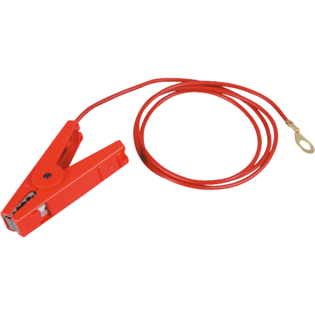 Cable de raccordement cloture à oeillet 8 mm, rouge, avec pince croco inox
