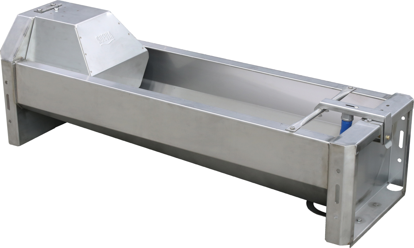 Quick-Drain Trough 2.85 m (220 l) model 6728 for wall mounting, stainless steel, with plug holder