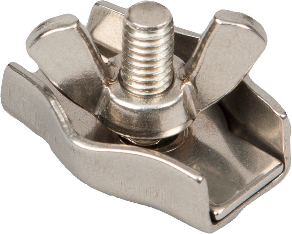Polywire Clamp, stainless steel, with wing nut, for polywires up to 4 mm (qty 5)