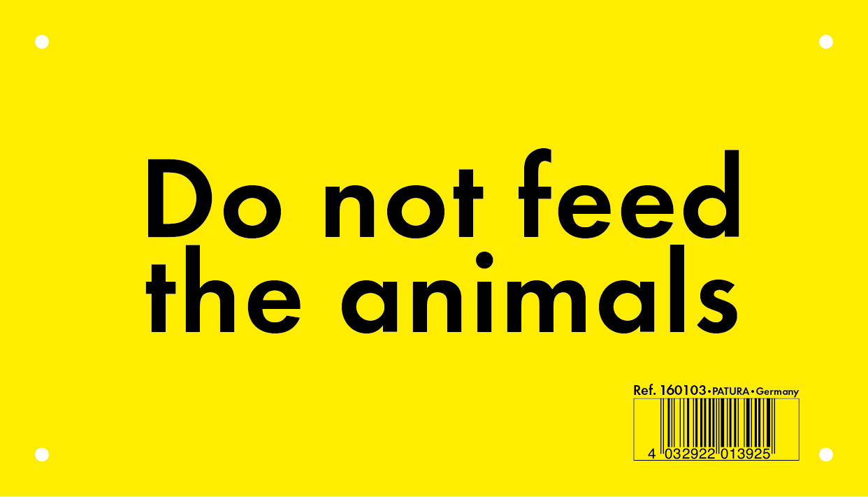 Warnschild, Tiere füttern verboten, Kunststoff -englisch-