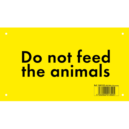 Waarschuwingsbord, kunststof Verboden dieren te voeren
