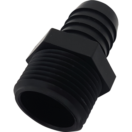 Tube connection nozzle for farmdrinker riser, PVC 26 mm external thread on 3/4" hose support