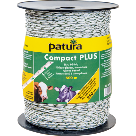 Compact Polywire, 6 strands 0.20 mm inox white-green, 500 m roll