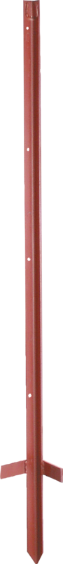Piquet cornière 1,15 m, tete renforcée 2 mm, laqué rouge, avec beche soudée, les 10
