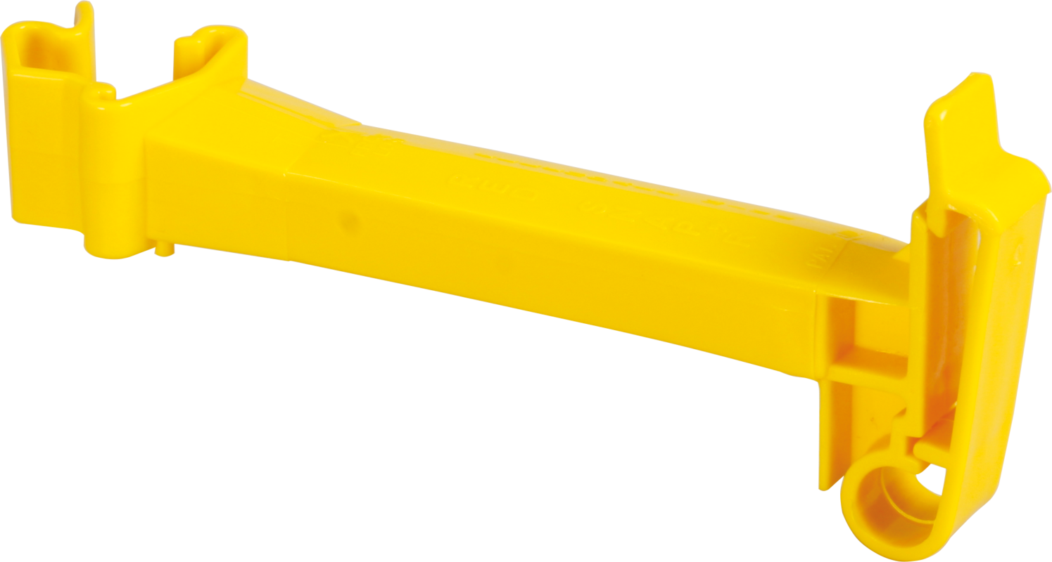 Polytape Offset Insulator for T-posts, yellow, for tape up to 40 mm (qty 20)