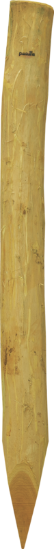 Robinienpfahl, halbiert, 1500 mm, d=13-15 cm, gefast, 3-fach gespitzt, entrindet