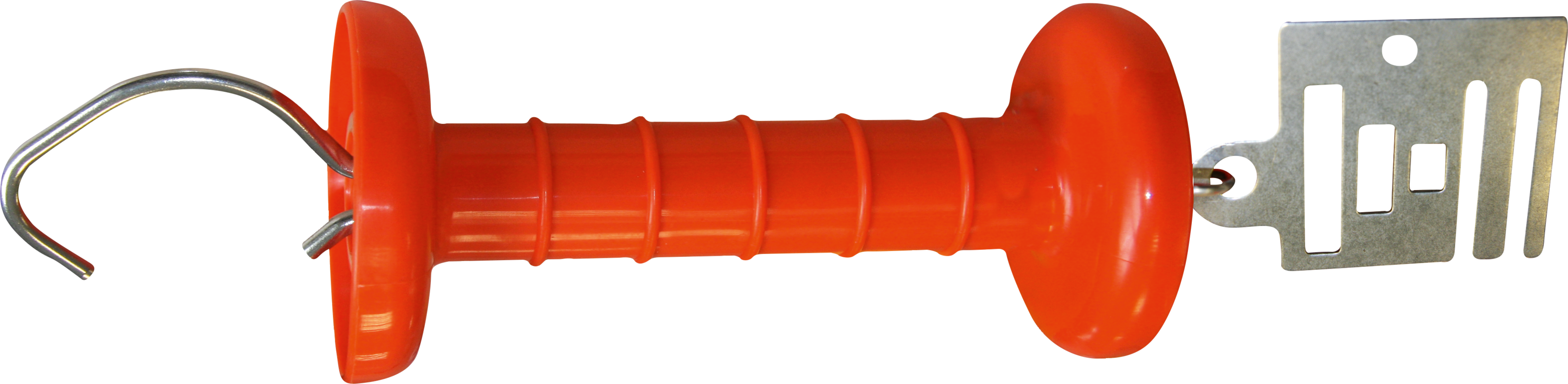 Poignée de porte spéciale ruban, orange, avec plaquette inox pour ruban 40 mm