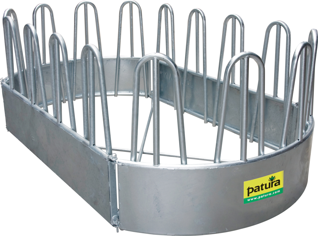 Oval Feeder, 16 feed spaces, 3.45 x 1.90 m, with diagonal braces