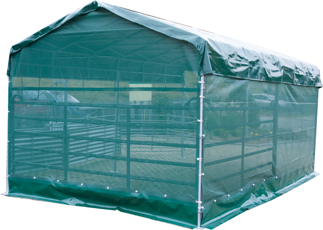 Wind Protection Netting for Gable Side of Covered Mobile Panel Stall
