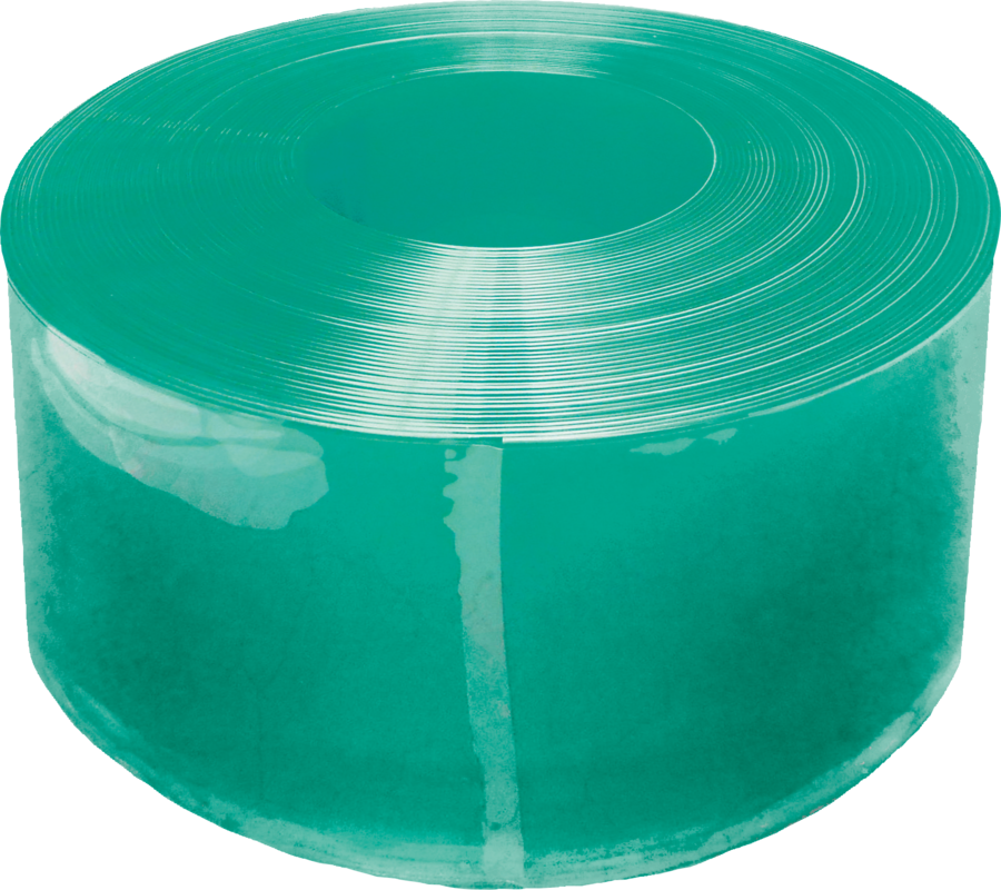 PVC Strip Compact 300 x 3 mm, green translucent, 25 m roll