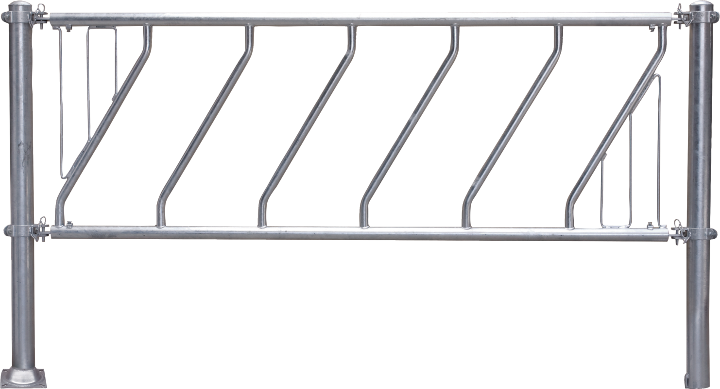 Diagonal Feed Front 6.0 m, 12 feed spaces, galvanised, with central support