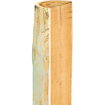 Robinia Post 1.50 m splitted to halfes, d=13-15 cm, chamfered, 3-sides sharpend, debarked