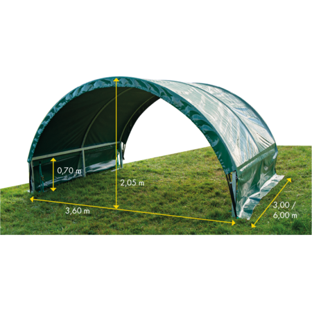 Abri-tente pour petits animaux 3 m x 3,60 m