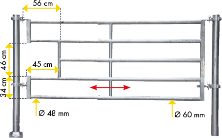 Panneau-abreuvoir R5 (1/2), longueur de montage : 1,70 - 2,70 m