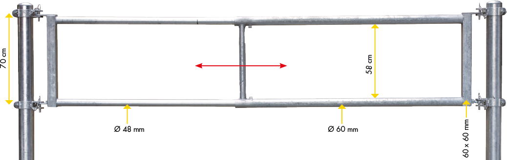 Afscheiding R2 (170/270) montage lengte 1,50 - 2,50 m, H= 70 cm