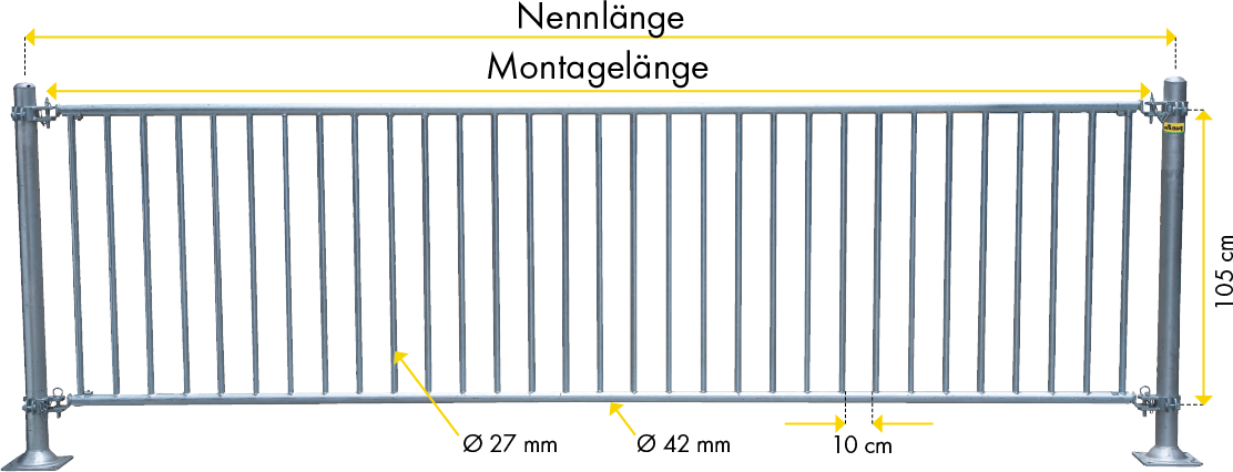 Divider for calves 4.00 m with vertical tubes