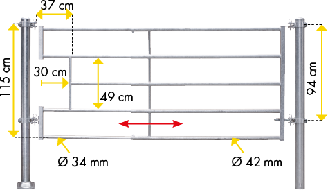 Panneau dherbage-abreuvoir (2/3), longueur de montage: 2,00 - 2,80 m