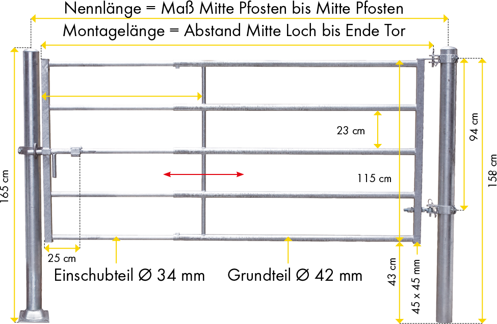 Light Gate (2/3), 5 tubes, mounted length 195 - 295 cm