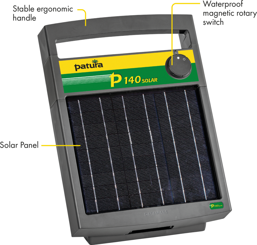 P140 Solar Energiser with integrated 9.6W solar panel