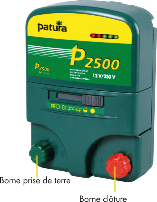 P2500, Electrificateur multifonction sur secteur 230 V et batterie 12V