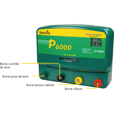 P6000, électrificateur multifonctions 230V / 12V, avec technologie MaxiPuls