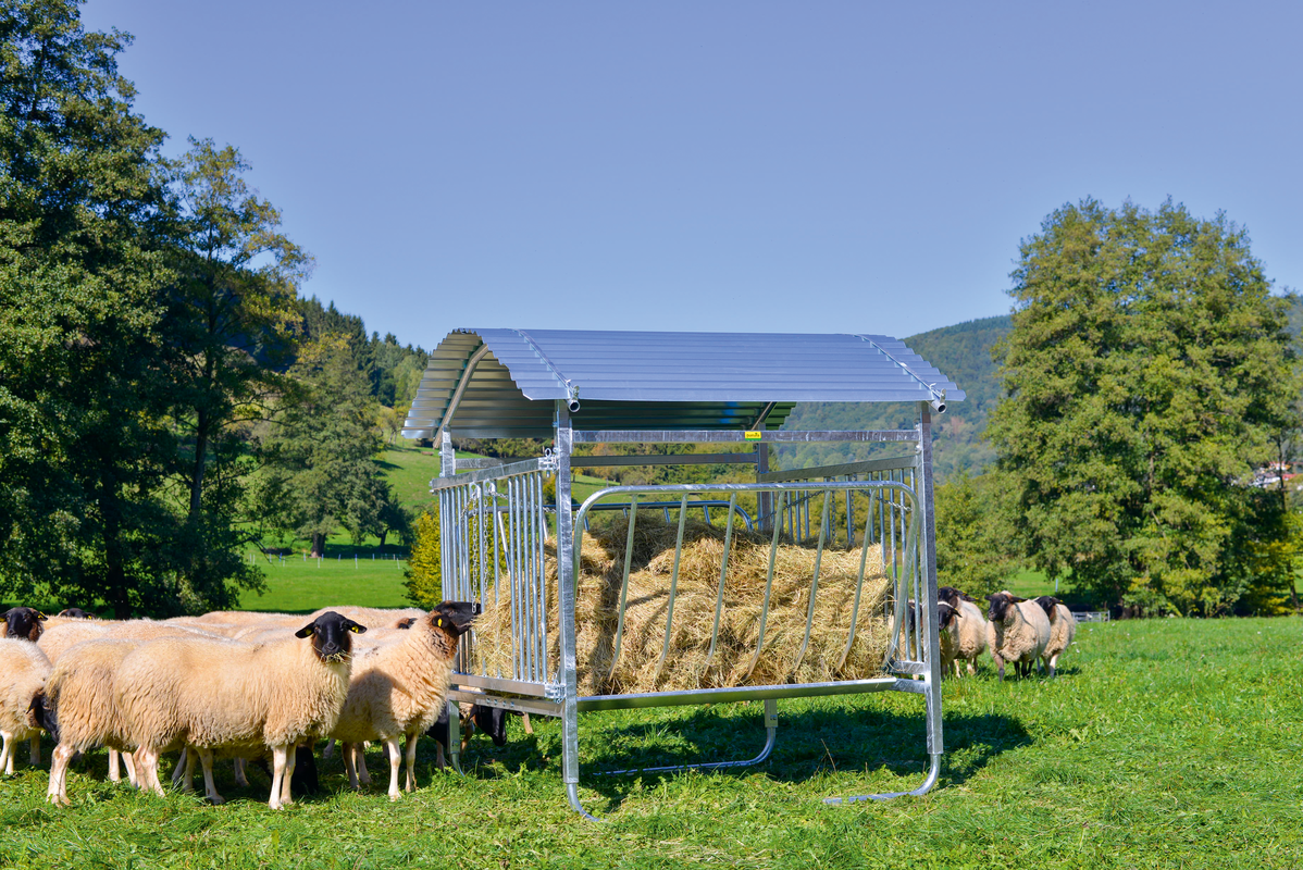 Ratelier carré pour ovins avec toit, galv.