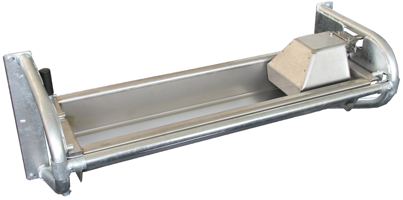 Flat Tip-Over Trough 1.0 m, 35 l, wall mounting, trough and consoles made of stainless steel
