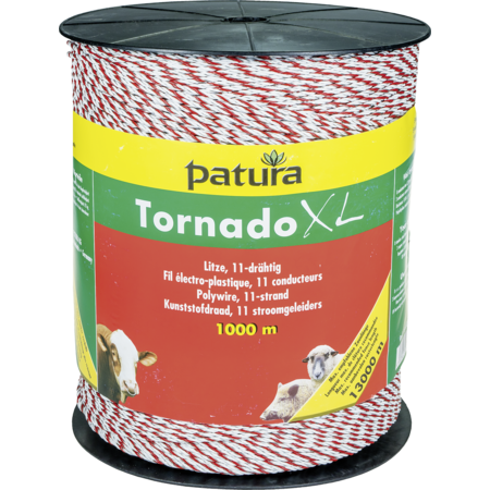 Tornado XL Polywire, 1000 m spool, 8 stainless steel 0.20 mm, 3 copper 0.30 mm, white- red