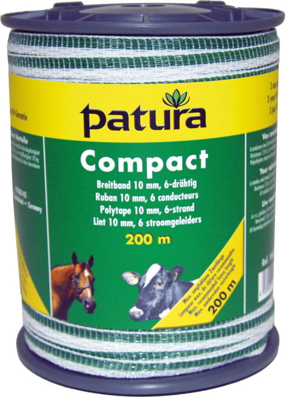 Compact Polytape 10 mm, 6-strand, 0.30 mm, white-green, 200 m spool