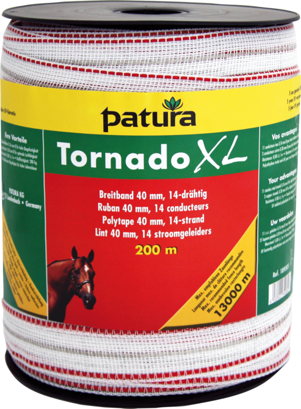 Tornado XL Polytape 40 mm, 200 m spool 11 stainless steel 0.16 mm, 3 copper 0.30 mm, white- red