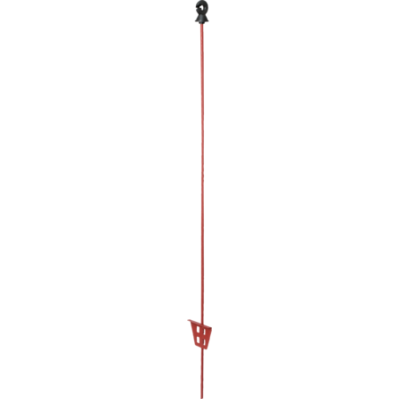 Piquet acier ressort rond 1,00 m laqué rouge avec isolateur annulaire