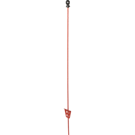 Piquet acier ressort ovale 1,00 m laqué rouge avec isolateur annulaire