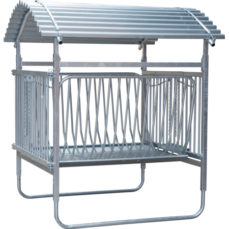 Rectangular Feeder for horned sheep and goats with roof, galvanised