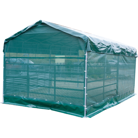 Wind Protection Netting for Gable Side of Covered Mobile Panel Stall