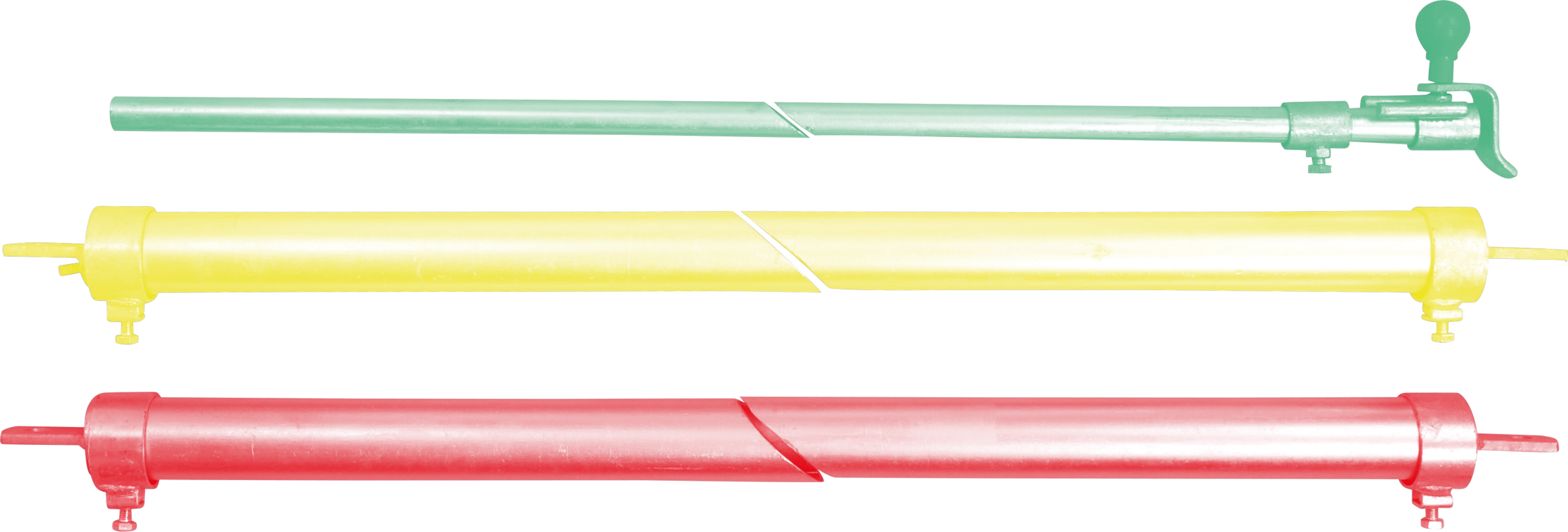 Trägerrohre Nennlänge 6 m (1 Paar) mit Verriegelungsrohr,Klemmringen und Mittelstütze