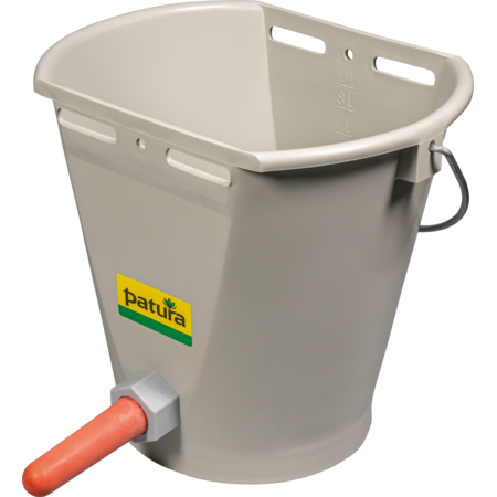 Feeding Bucket with teat 9 l, grey complete with medium teat and ball valve