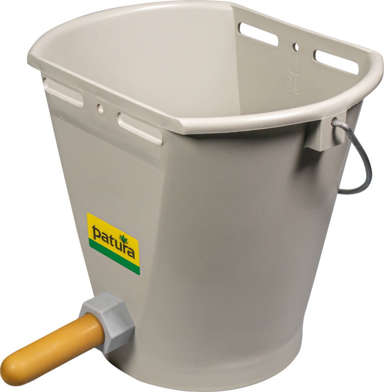 Feeding Bucket with teat 9 l, grey complete with soft teat and ball valve