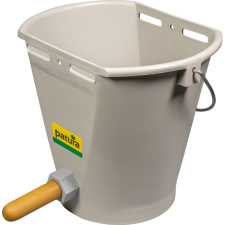 Feeding Bucket with teat 9 l, grey complete with soft teat and ball valve