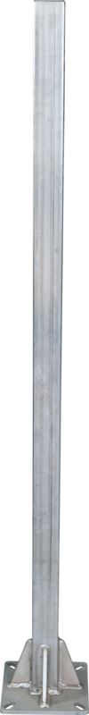Poteau inox 60 x 60 x 3 mm, L= 1,50 m avec platine 200 x 200 x 8 mm