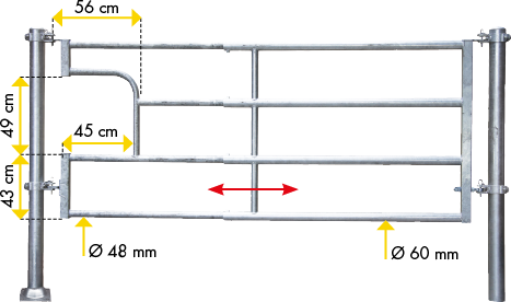 Panneau-abreuvoir R4 (1/2), longueur de montage : 1,70 - 2,70 m