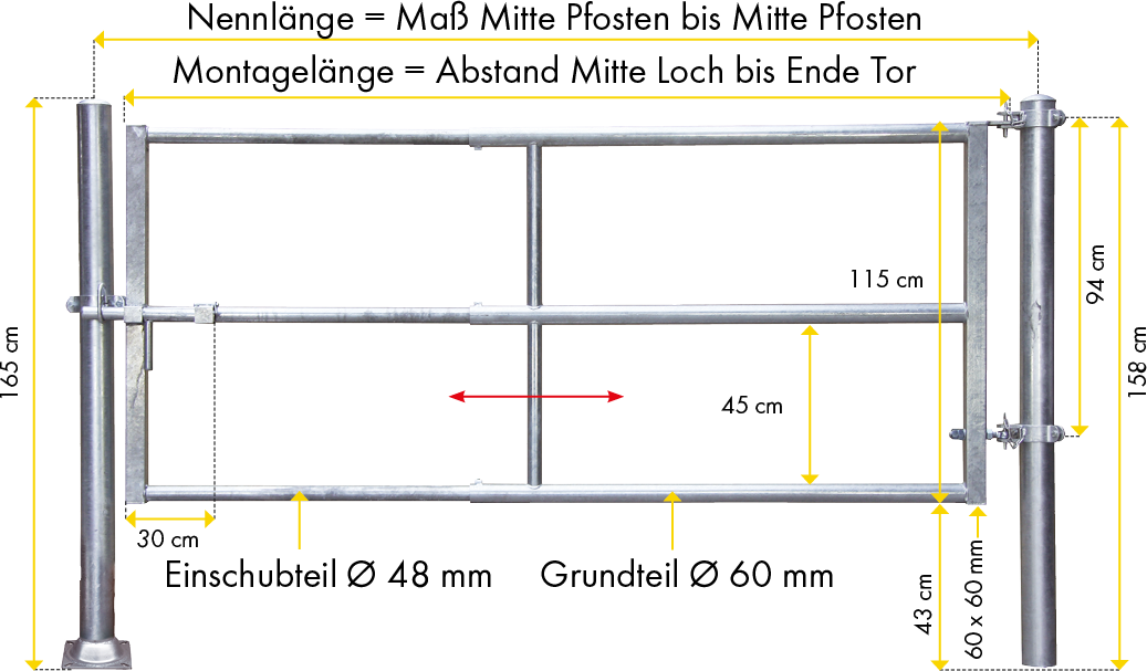 Barrière R3 (1/2), longueur de montage: 1,40 - 2,00 m