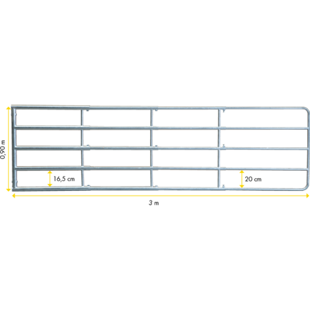 Porte de prairie Compact à triple réglage, L=1,25 - 3,00m, hauteur 90 cm Accessoires de montage incl.